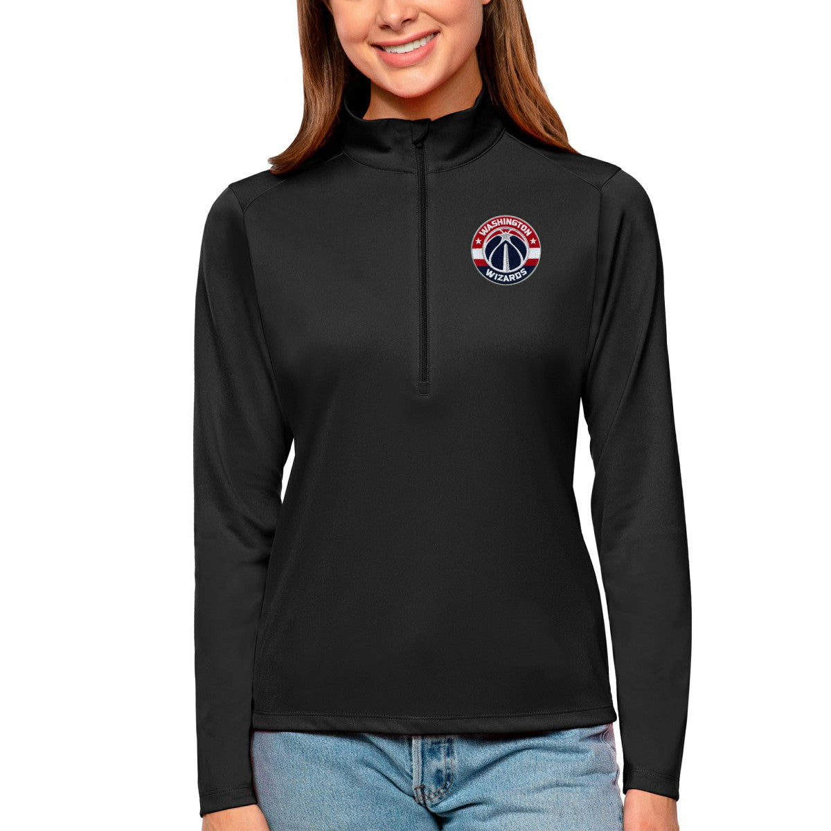 Washington Wizards Antigua Women's Tribute Half-Zip Top - Black on sale