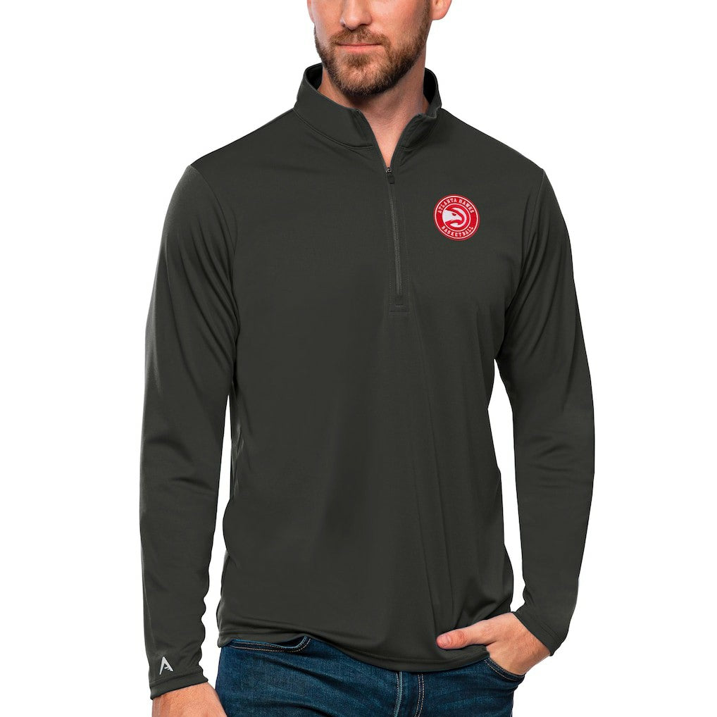 Atlanta Hawks Antigua Tribute Quarter-Zip Pullover Top - Charcoal cheap