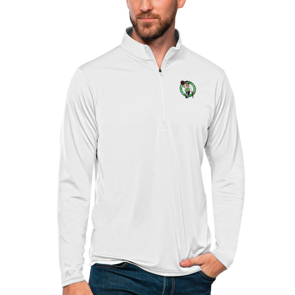 Boston Celtics Antigua Tribute Quarter-Zip Pullover Top - White discount