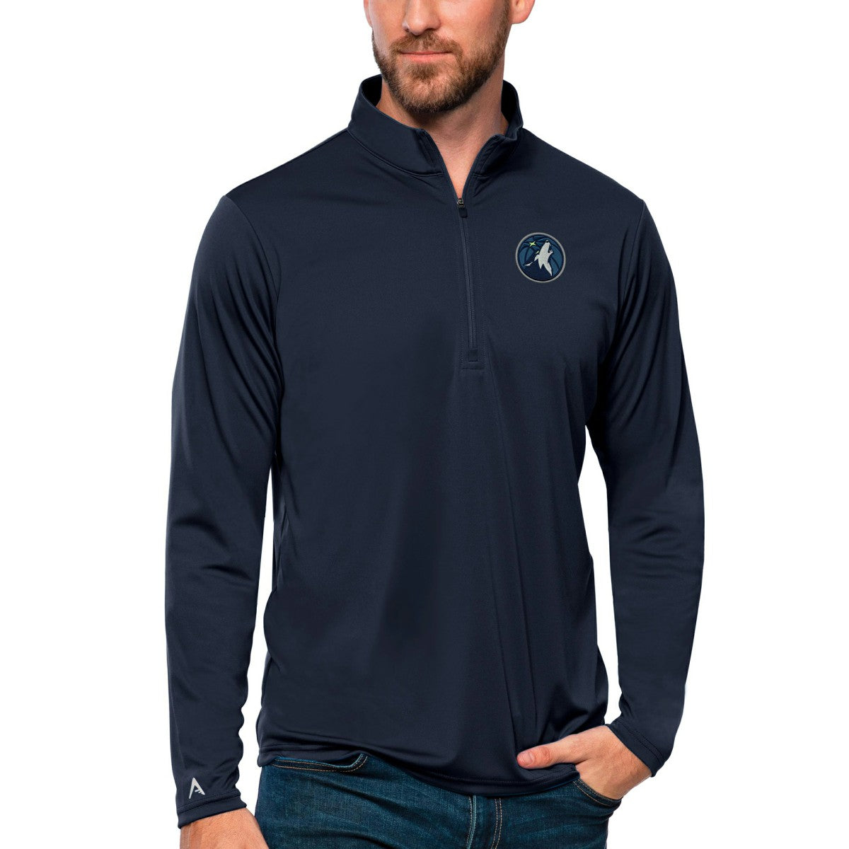 Minnesota Timberwolves Antigua Tribute Quarter-Zip Pullover Top - Navy sale