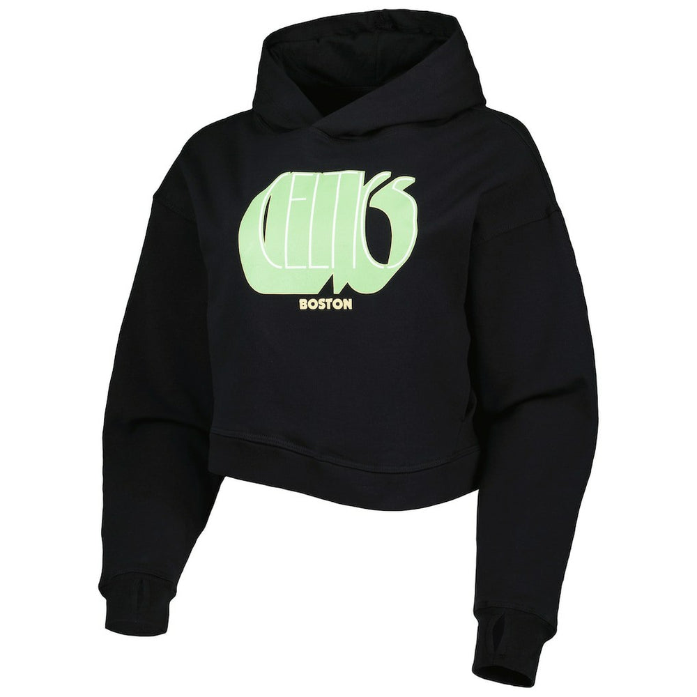 Boston Celtics Lusso Women's Layla World Tour Cropped Pullover Hoodie - Black shop
