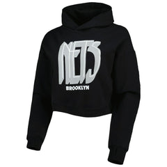 Brooklyn Nets Lusso Women's Layla World Tour Cropped Pullover Hoodie - Black online