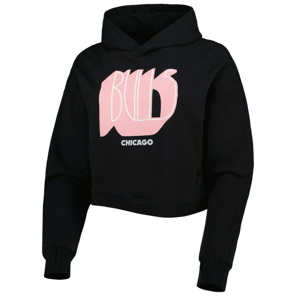 Chicago Bulls Lusso Women's Layla World Tour Cropped Pullover Hoodie sale - Black outlet