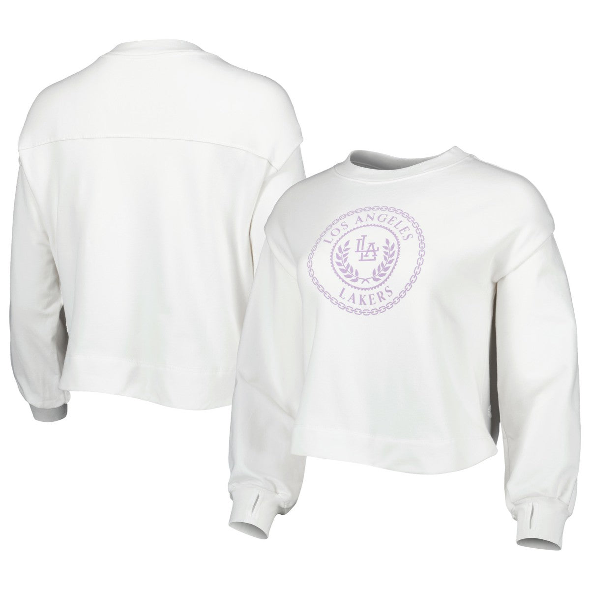 Los Angeles Lakers Lusso Women's Lola Ball and Chain Pullover Sweatshirt - White online