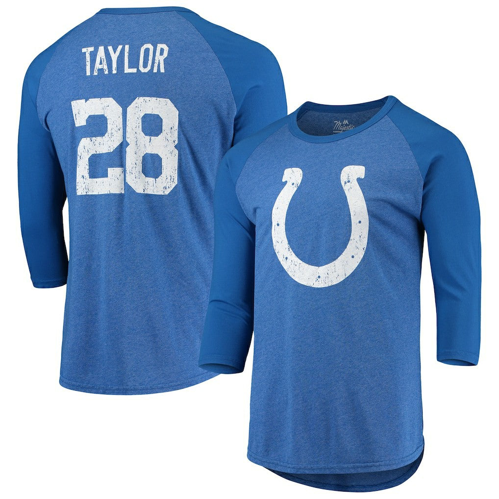 Jonathan Taylor Indianapolis Colts Majestic Threads Name & Number Team Colorway Tri-Blend 3/4 Raglan Sleeve Player T-Shirt - Royal sale