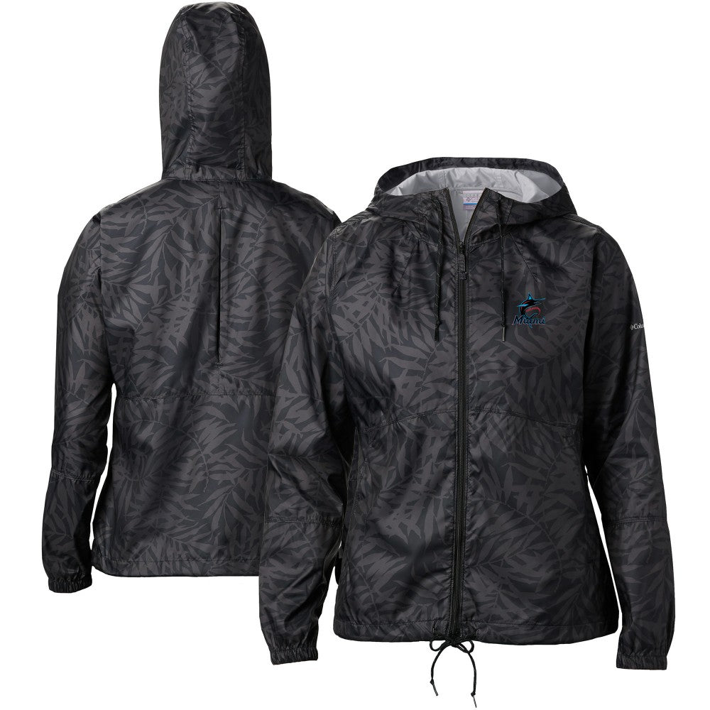 Miami Marlins Women's Flash Forward Full-Zip Windbreaker Jacket - Black | Columbia