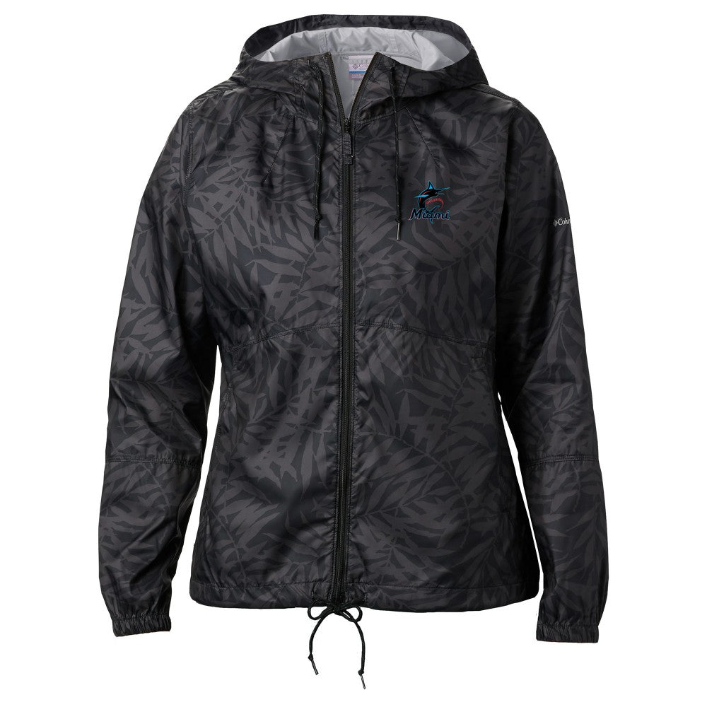 Miami Marlins Women's Flash Forward Full-Zip Windbreaker Jacket - Black | Columbia