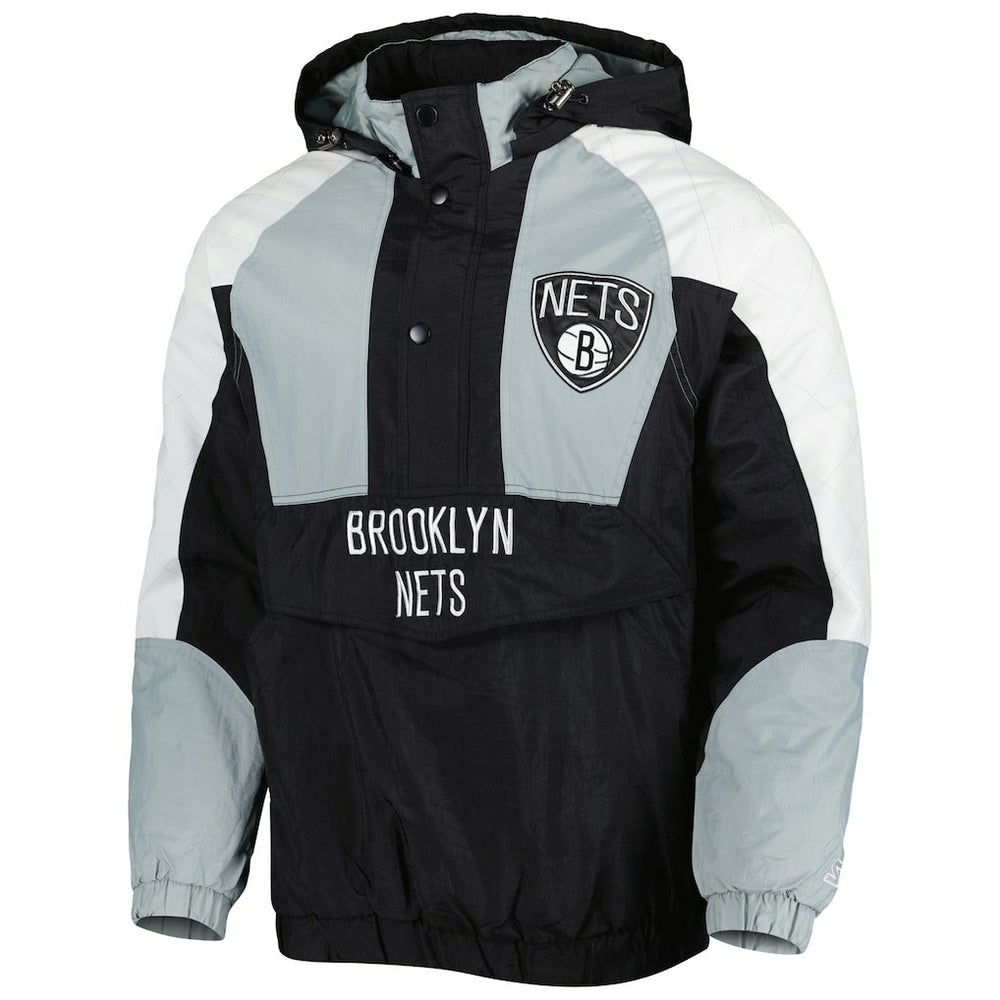 Brooklyn Nets Starter Body Check Raglan Hoodie Half-Zip Jacket - Black sale