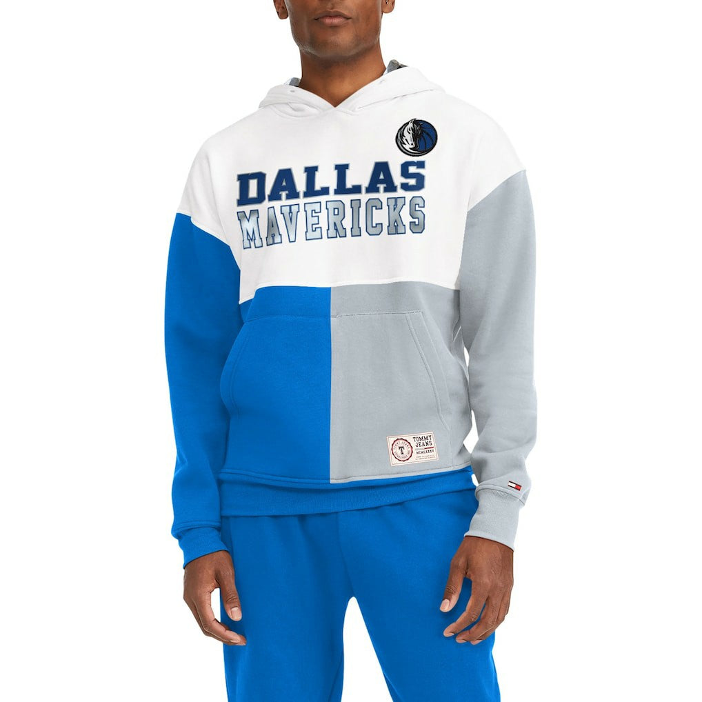 Dallas Mavericks Tommy Jeans Andrew Split Pullover Hoodie sale - White/Royal shop