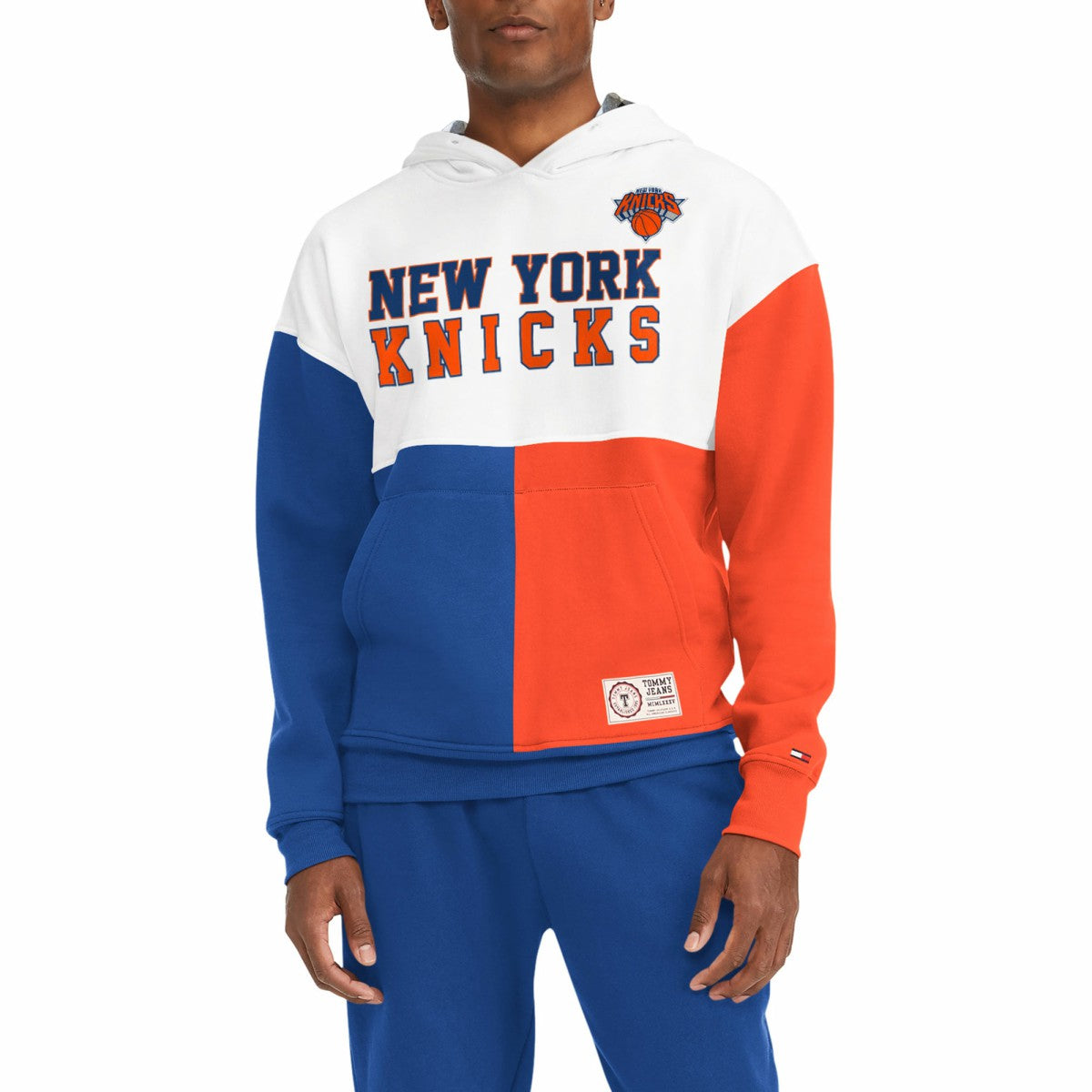 New York Knicks Tommy Jeans Andrew Split Pullover Hoodie - White/Royal cheap