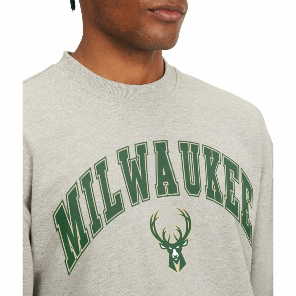 Milwaukee Bucks Tommy Jeans James Patch Pullover Sweatshirt - Gray shop