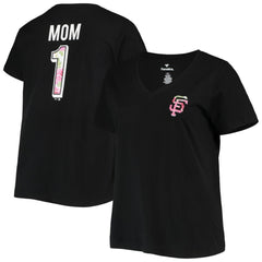 San Francisco Giants Women's Plus Size #1 Mom 2-Hit V-Neck T-Shirt - Black