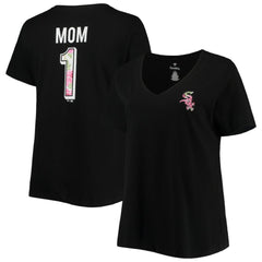 Chicago White Sox Women's Plus Size #1 Mom 2-Hit V-Neck T-Shirt - Black