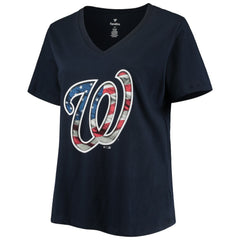 Washington Nationals Women's Plus Size Banner V-Neck T-Shirt - Navy