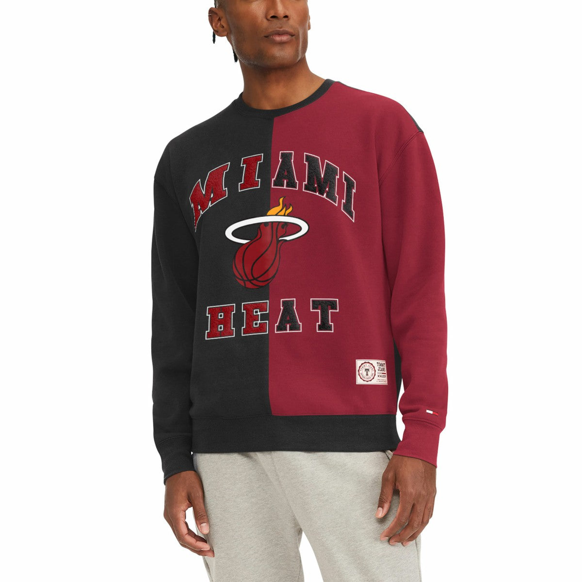 Miami Heat Tommy Jeans Keith Split Pullover Sweatshirt - Black/Red discount