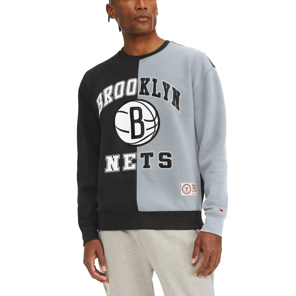 Brooklyn Nets Tommy Jeans Keith Split Pullover Sweatshirt - Black/White outlet