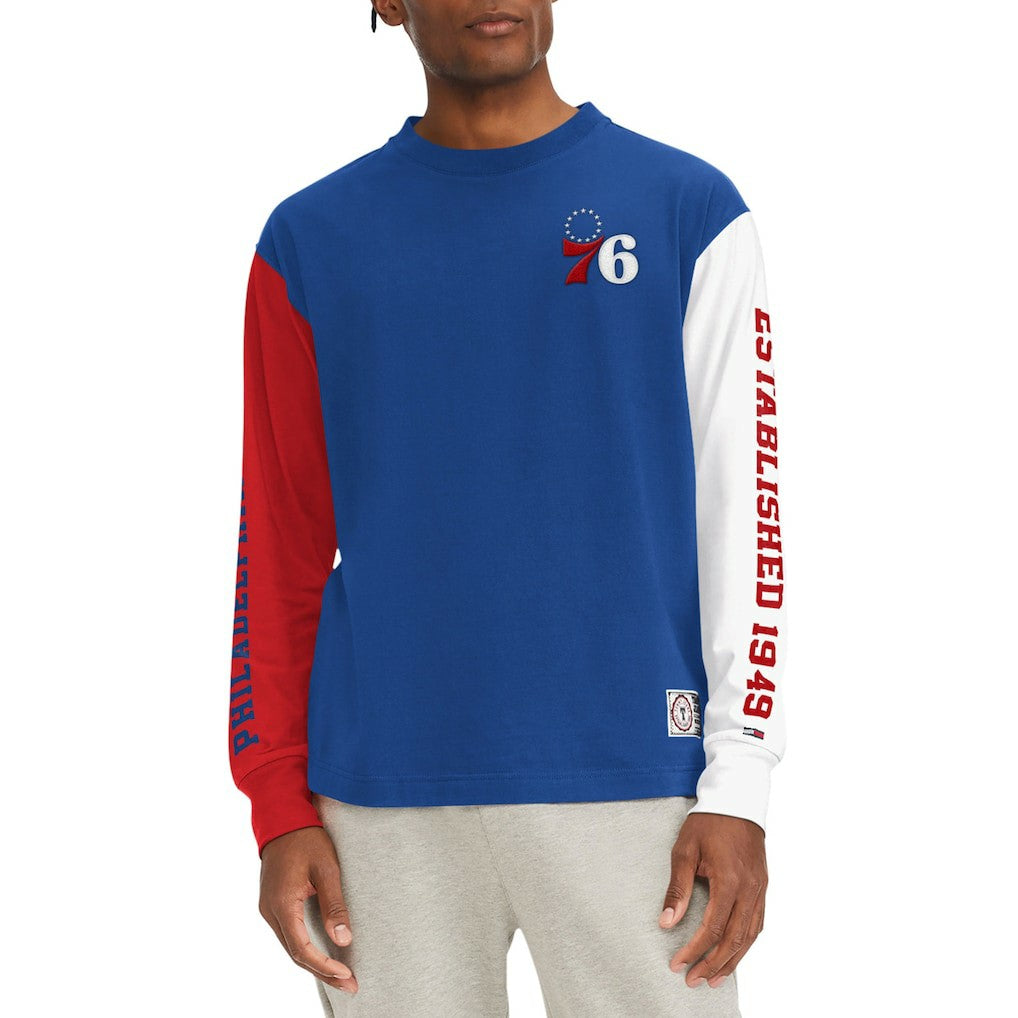Philadelphia 76ers Tommy Jeans Richie Color Block Long Sleeve T-Shirt - Royal on sale
