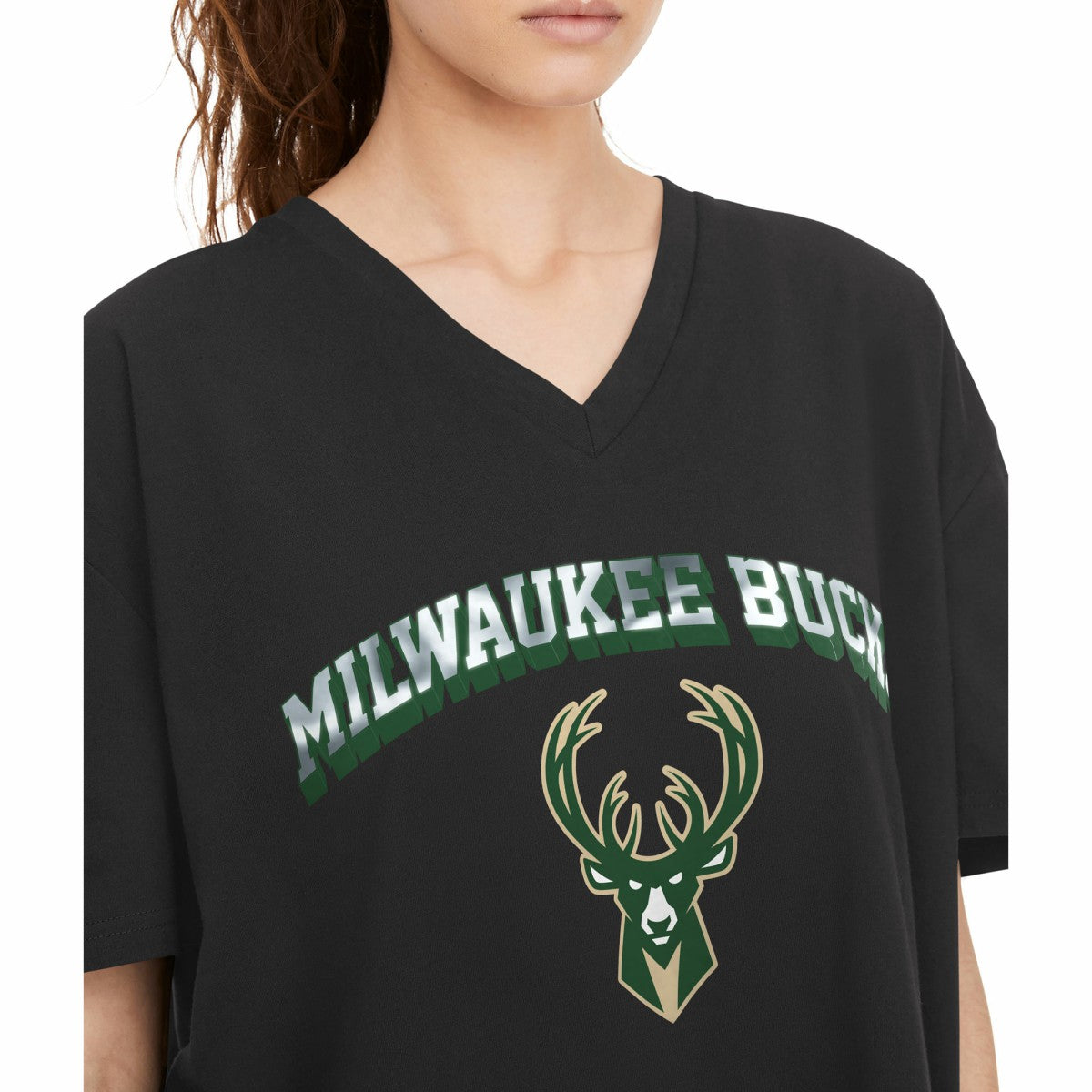 Milwaukee Bucks Tommy Jeans Women's Ashley V-Neck T-Shirt - Black on sale