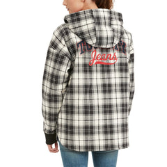 Brooklyn Nets Tommy Jeans Women's Molly Flannel Full-Zip Hoodie - Black/Cream outlet