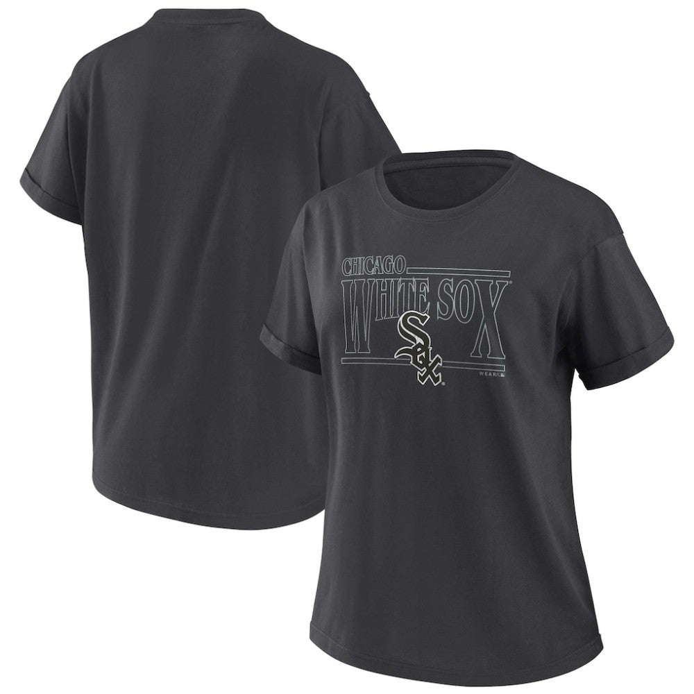 Chicago White Sox WEAR by Erin Andrews Women's Oversized Boyfriend T-Shirt - Charcoal