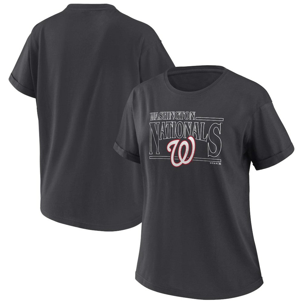Washington Nationals WEAR by Erin Andrews Women's Oversized Boyfriend T-Shirt - Charcoal