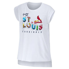 St. Louis Cardinals WEAR by Erin Andrews Women's Greetings From T-Shirt - White