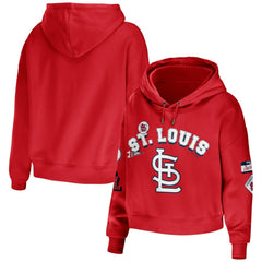 St. Louis Cardinals WEAR by Erin Andrews Women's Modest Patches Cropped Pullover Hoodie - Red