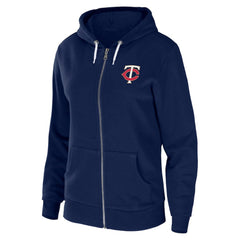 Minnesota Twins WEAR by Erin Andrews Women's Sponge Fleece Full-Zip Hoodie - Navy