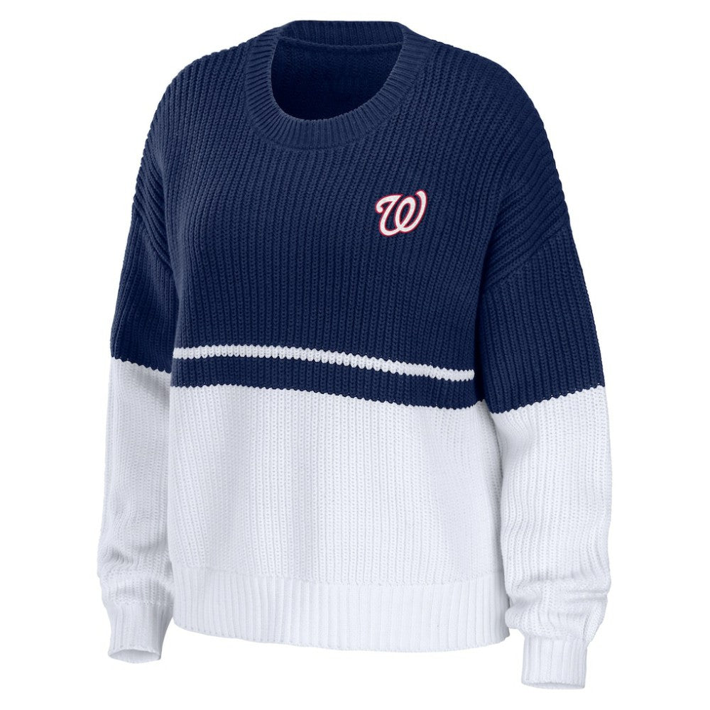 Washington Nationals WEAR by Erin Andrews Women's Chunky Pullover Sweatshirt - Navy/White