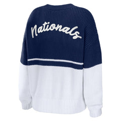 Washington Nationals WEAR by Erin Andrews Women's Chunky Pullover Sweatshirt - Navy/White