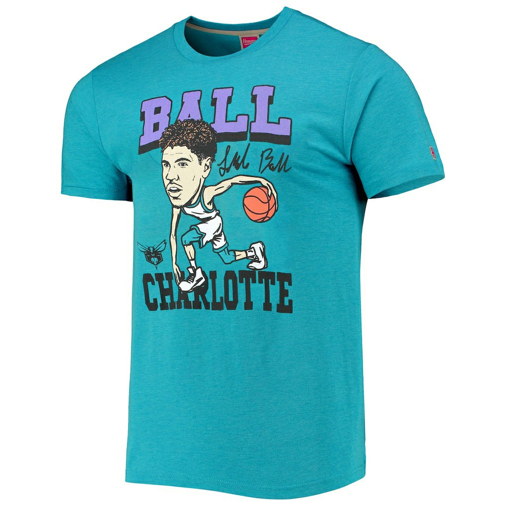 LaMelo Ball Charlotte Hornets Homage Caricature Tri-Blend T-Shirt - Heathered Teal cheap
