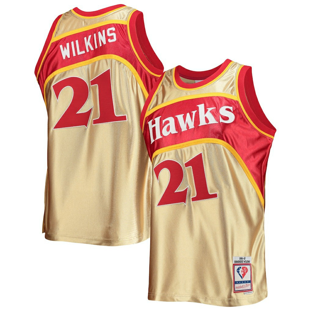 Dominique Wilkins Atlanta Hawks 75th Anniversary 1986/87 Hardwood Classics Swingman Jersey - Gold | Mitchell & Ness sale