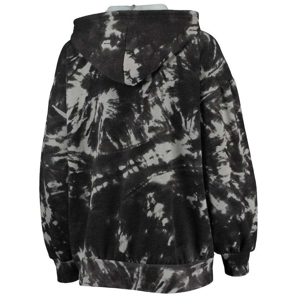 Philadelphia 76ers Majestic Threads Women's Burble Tie-Dye Tri-Blend Pullover Hoodie - Black cheap