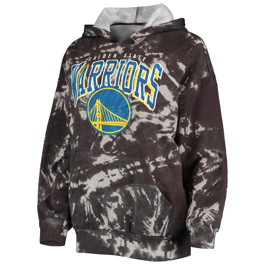 Golden State Warriors Majestic Threads Women's Burble Tie-Dye Tri-Blend Pullover Hoodie sale - Black cheap