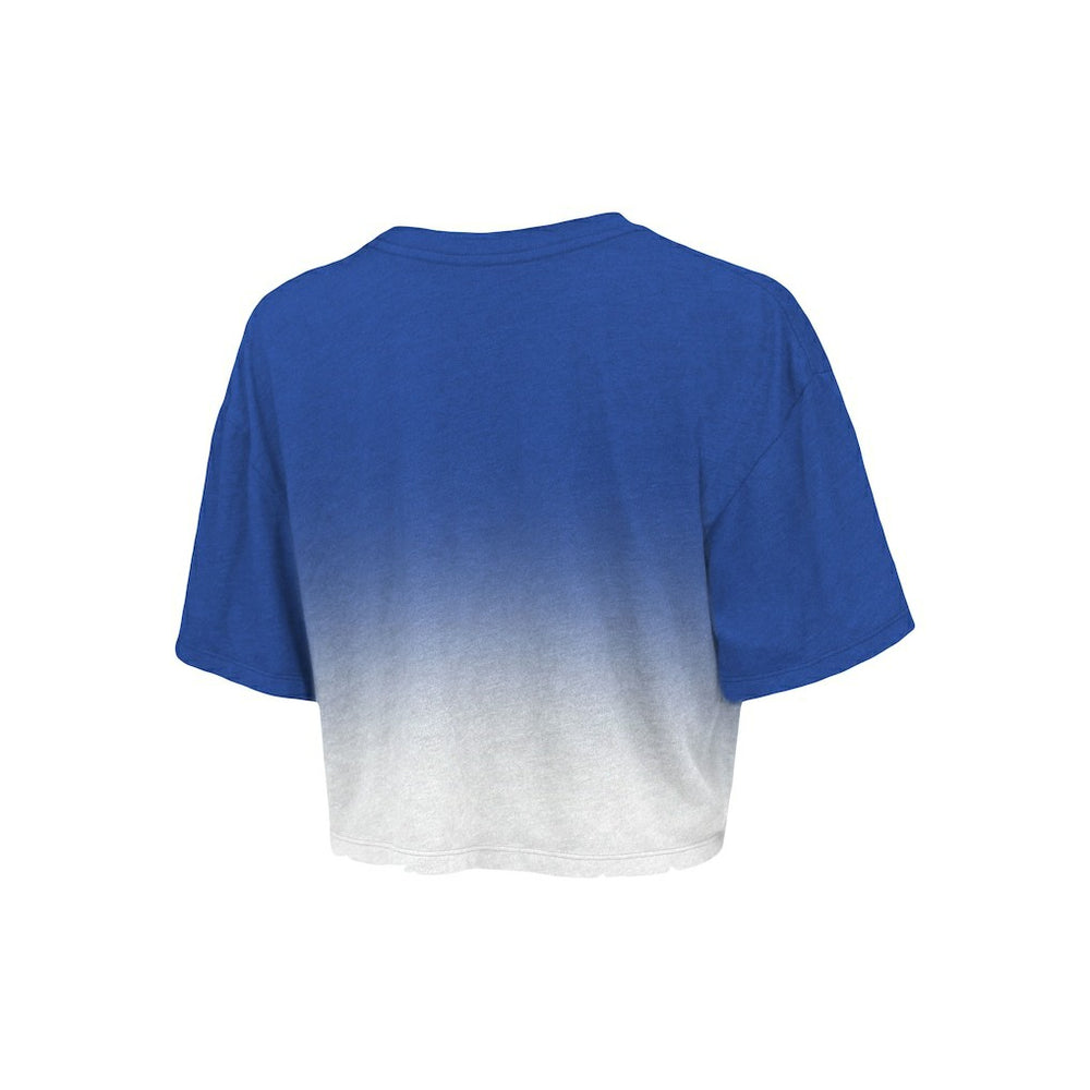 Philadelphia 76ers Majestic Threads Women's Repeat Dip-Dye Cropped T-Shirt - Royal/White discount