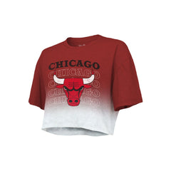 Chicago Bulls Majestic Threads Women's Repeat Dip-Dye Cropped T-Shirt sale - Red/White for sale