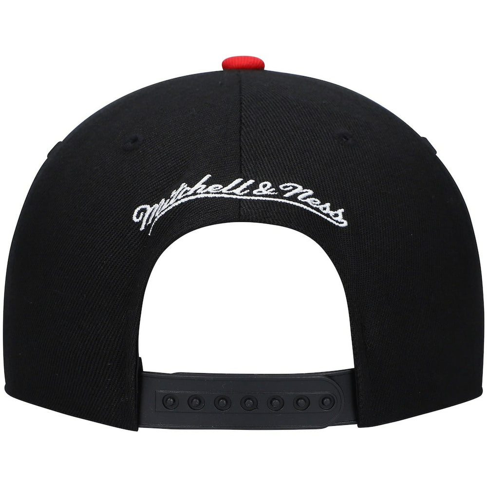 Philadelphia 76ers Hardwood Classics Low Big Face Snapback Hat - Black/Red | Mitchell & Ness for sale