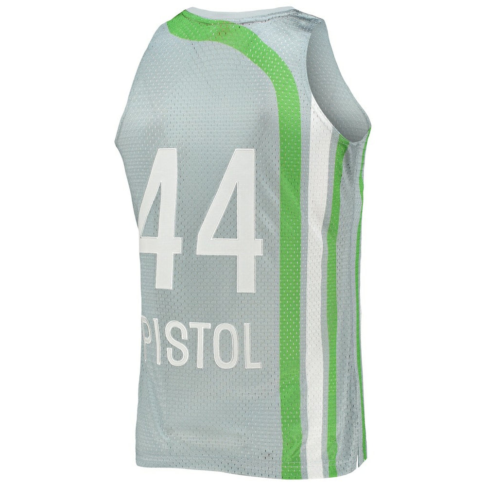 Pete Maravich Atlanta Hawks 75th Anniversary 1971/72 Hardwood Classics Swingman Jersey - Silver | Mitchell & Ness online