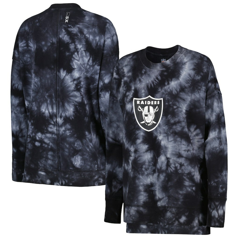 Las Vegas Raiders MSX by Michael Strahan Women's Bailey Tie-Dye Pullover Sweatshirt - Black cheap