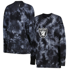 Las Vegas Raiders MSX by Michael Strahan Women's Bailey Tie-Dye Pullover Sweatshirt - Black cheap