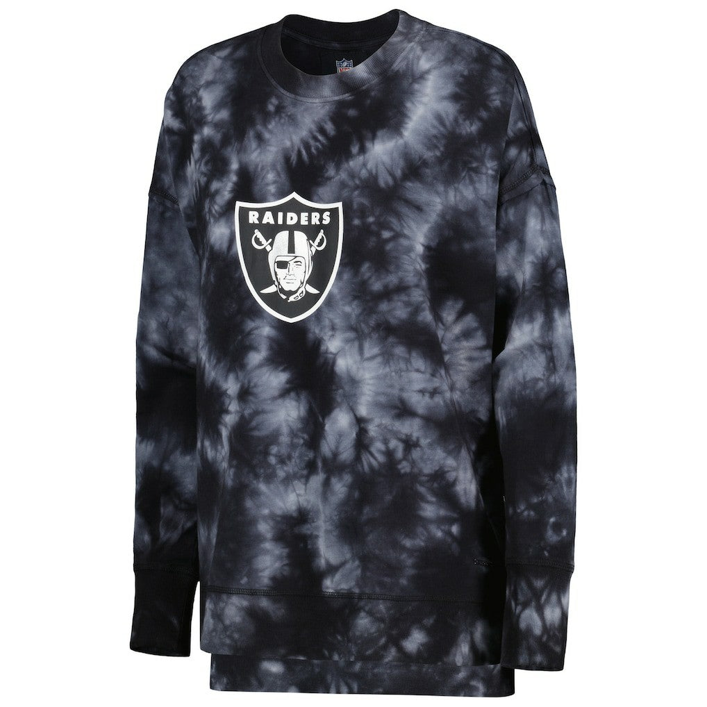 Las Vegas Raiders MSX by Michael Strahan Women's Bailey Tie-Dye Pullover Sweatshirt - Black cheap