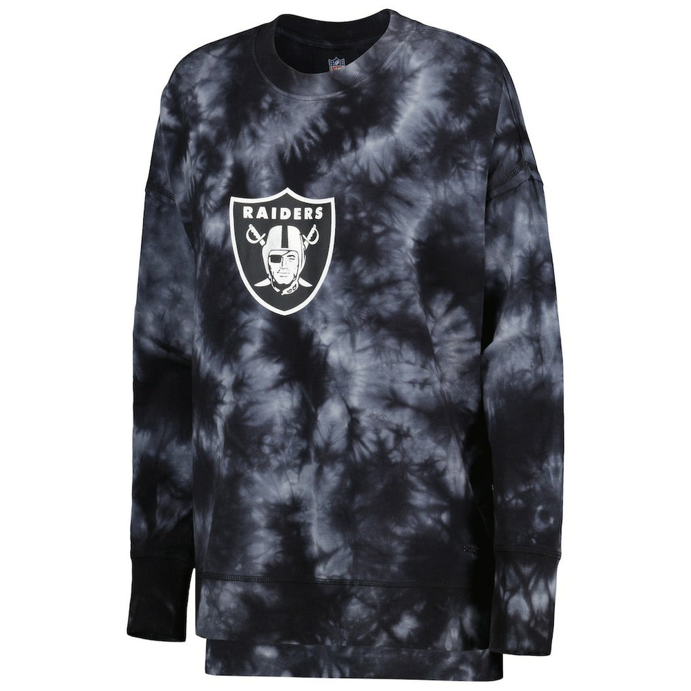 Las Vegas Raiders MSX by Michael Strahan Women's Bailey Tie-Dye Pullover Sweatshirt - Black cheap