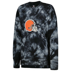 Cleveland Browns MSX by Michael Strahan Women's Bailey Tie-Dye Tri-Blend Pullover Sweatshirt - Black cheap