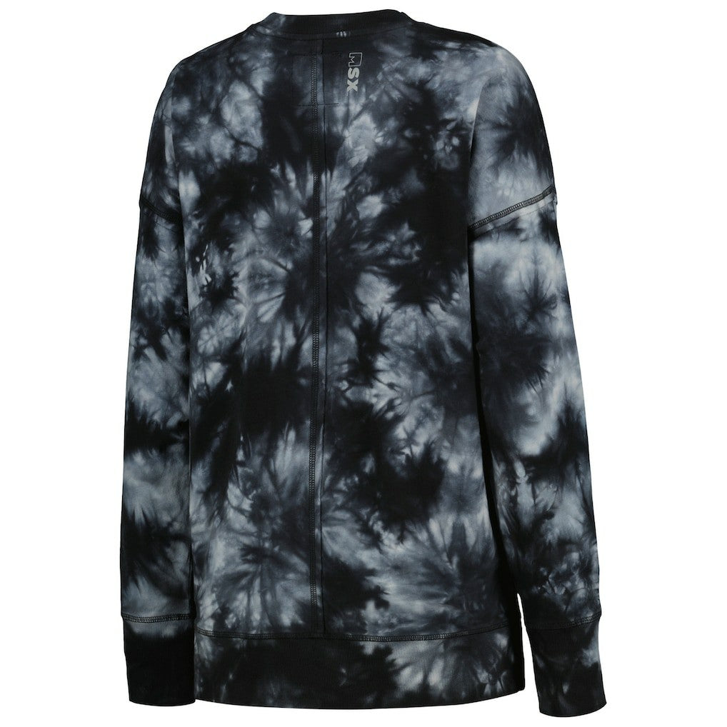 Cleveland Browns MSX by Michael Strahan Women's Bailey Tie-Dye Tri-Blend Pullover Sweatshirt - Black cheap