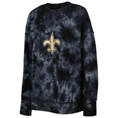 New Orleans Saints MSX by Michael Strahan Women's Bailey Tie-Dye Tri-Blend Pullover Sweatshirt - Black cheap