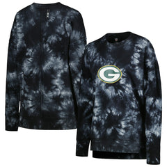 Green Bay Packers MSX by Michael Strahan Women's Bailey Tie-Dye Tri-Blend Pullover Sweatshirt - Black discount