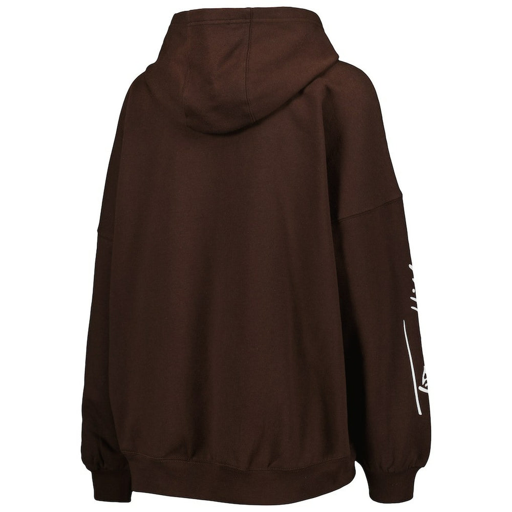 Cleveland Browns Tommy Hilfiger Women's Becca Drop Shoulder Pullover Hoodie - Brown for sale