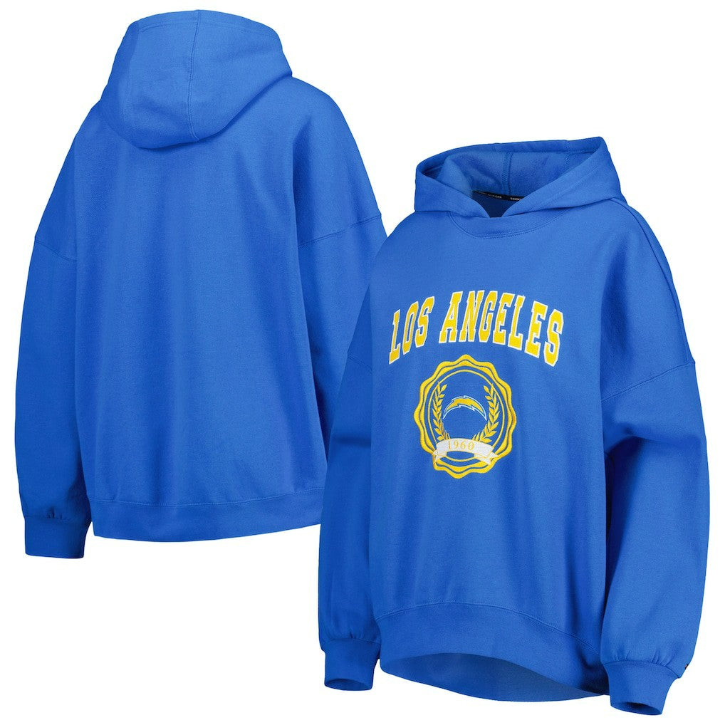 Los Angeles Chargers Tommy Hilfiger Women's Becca Drop Shoulder Pullover Hoodie - Powder Blue on sale