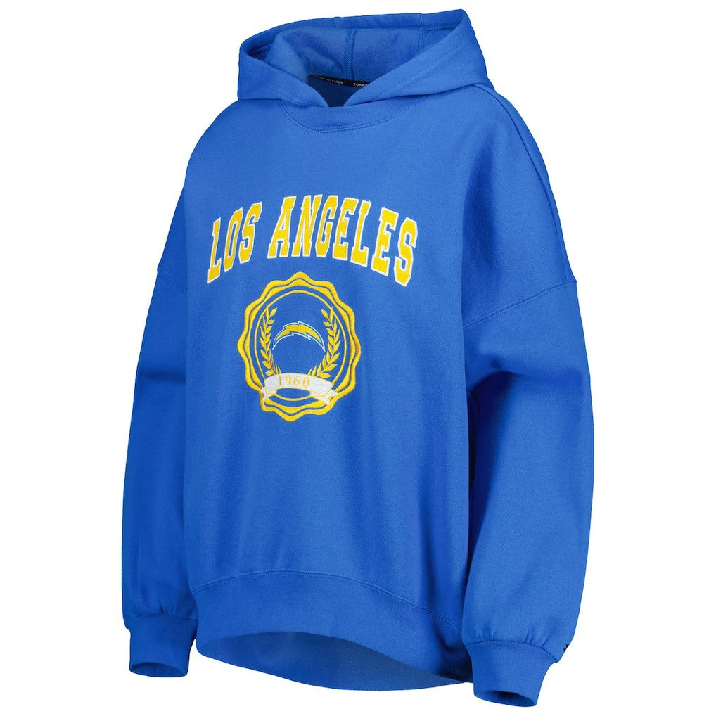 Los Angeles Chargers Tommy Hilfiger Women's Becca Drop Shoulder Pullover Hoodie - Powder Blue on sale
