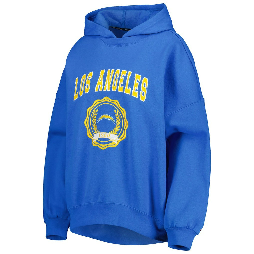 Los Angeles Chargers Tommy Hilfiger Women's Becca Drop Shoulder Pullover Hoodie - Powder Blue on sale